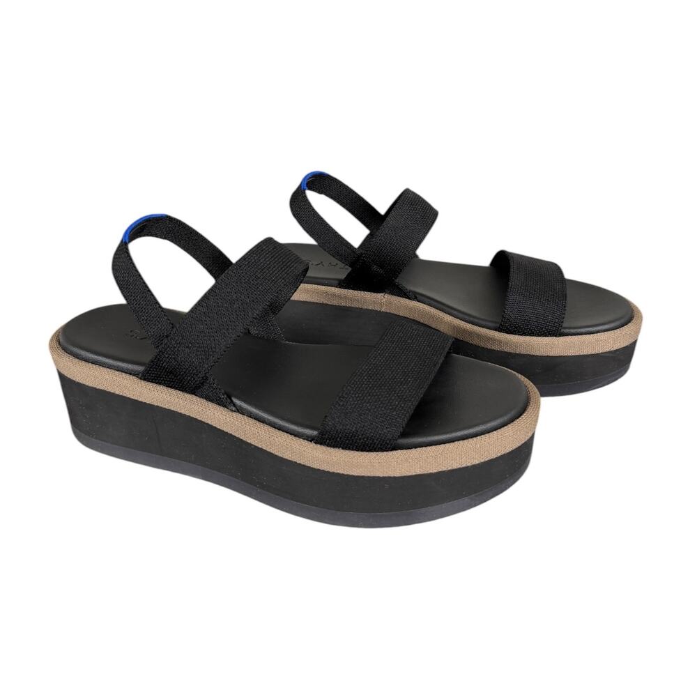 Rothy’s The Lightweight Wedge Sandal Black Size 6 Casual Summer Resort - Picture 3 of 9
